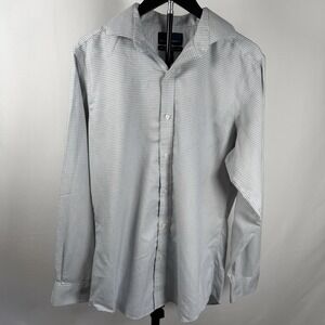 Buttoned Down Mens Blue White Button Down Long Sleeve Shirt Tailored 15 1/2 34